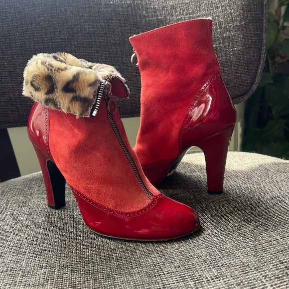 Marc Jacobs Red and Burgundy Heeled Boots - Picture 1 of 8